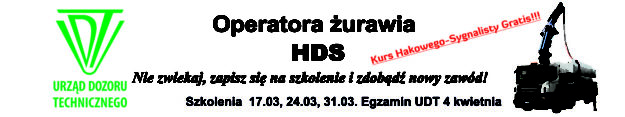 kurs na hds Nasielsk, Kurs na hds Pułtusk, szkolenie żurawia przenośnego hds Płońsk, szkolenia UDT żurawie Ciechanów