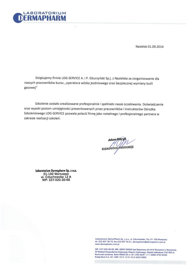 Referencje Kurs na wózki widłowe