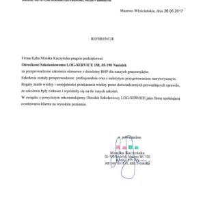 Referencje Szkolenia BHP